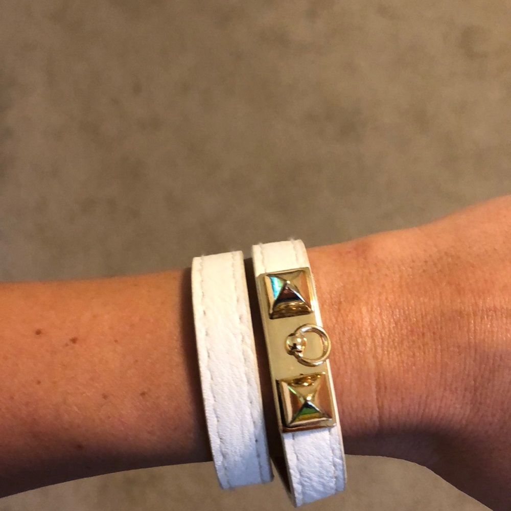 Wrap around white faux leather bracelet